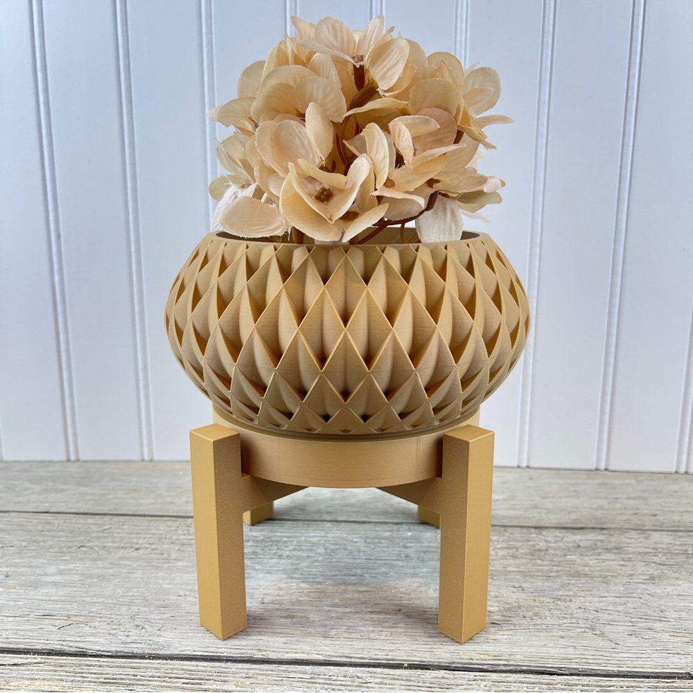 Indoor Flower Pot, The Cinor Planter Pot w/ Drainage Hole & Drip Tray - Picture 2 of 9
